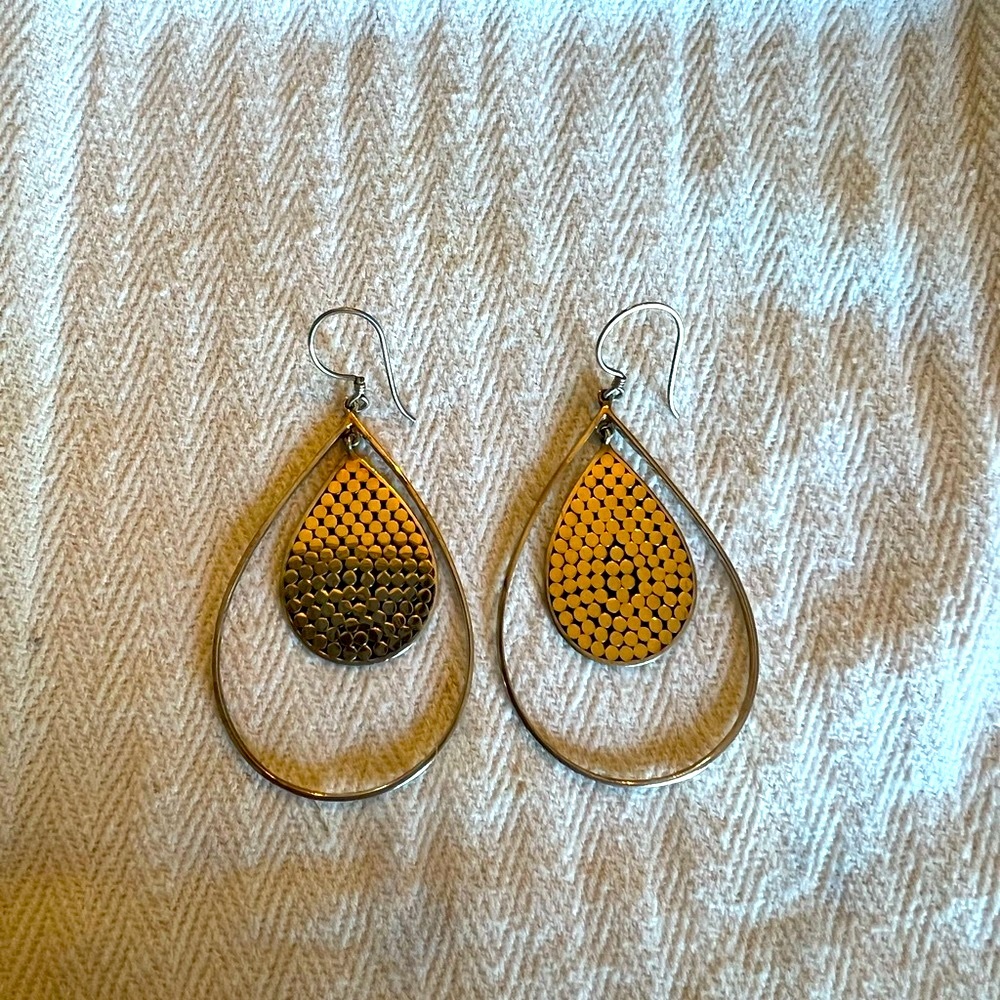 Elegant Gold and Silver Teardrop Earrings